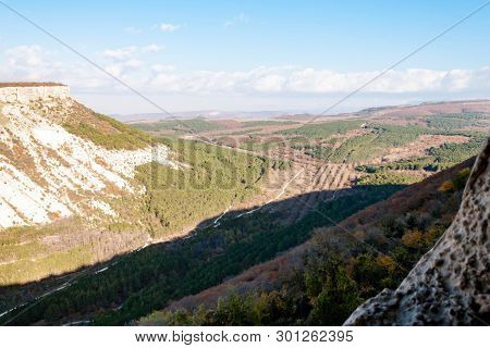 Biyuk-ashlama-dere Gorge In Crimean Mountains Chufut-kale, Bakhchisaray, Crimea On Landscape View Ba