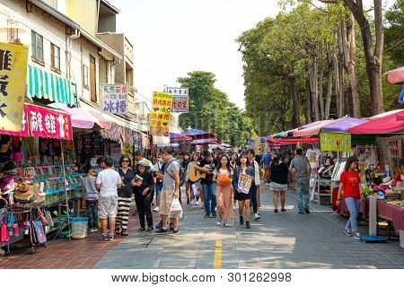 Tainan, Taiwan - April 13, 2019 :  Anping Old Street ( Yanping Street ). A Historic Street In Anping