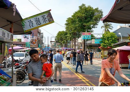 Tainan, Taiwan - April 13, 2019 :  Anping Old Street ( Yanping Street ). A Historic Street In Anping