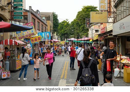 Tainan, Taiwan - April 13, 2019 :  Anping Old Street ( Yanping Street ). A Historic Street In Anping