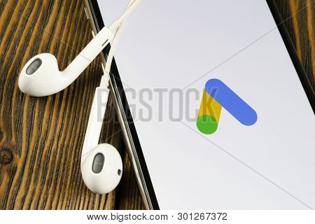 Helsinki, Finland, May 4, 2019: Google Ads Adwords Application Icon On Apple Iphone X Screen Close-u