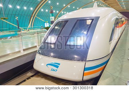 Shanghai, China - Dec 26, 2016: Shanghai Maglev Train -shanghai Transrapid. The Line Is The First Co