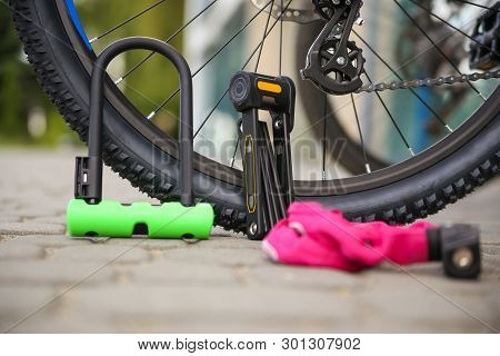 Bicycle locks. Bicycle U- lock. Bike protection