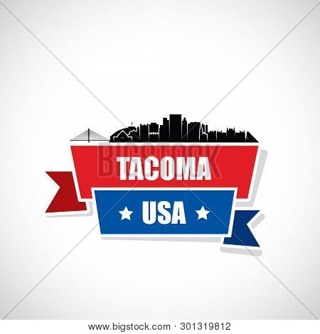 Tacoma Skyline - Washington, United States Of America, Usa - Vector Illustration