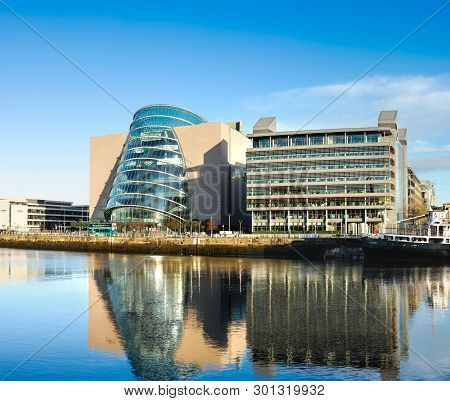 Dublin, Ireland - February 4, 2017: Panoramic Image Of The Convention Centre Dublin (the Ccd) Taken 