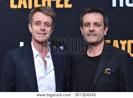 LOS ANGELES - MAY 07:  Harry Gregson-Williams and Rupert Gregson-Williams arrives for the Hulu's 'Catch-22' US. Premiere on May 07, 2019 in Hollywood, CA                