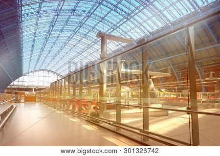 London, England - April 30, 2013: Eurostar Terminal At Kings Cross St. Pancras Station In London, Uk