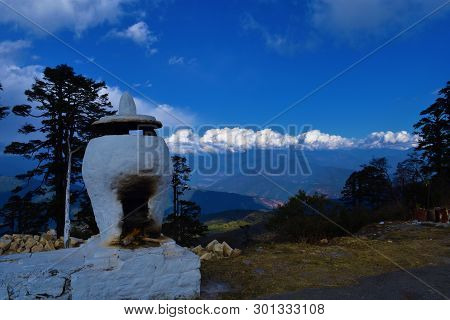 Sacred Fire Alter At Dochula Pass, Bhutan
