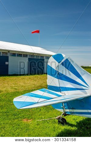 Delta, British Columbia - May 7, 2019: Side View Of Tail Rudder And Elevators Of Aeronca Chief 11bc 