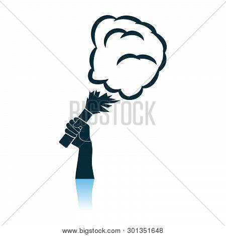 Football Fans Hand Holding Burned Flayer With Smoke Icon. Shadow Reflection Design. Vector Illustrat