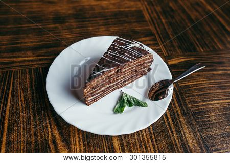 Slices Of Chopped Cake At The Restaurant's Showcase