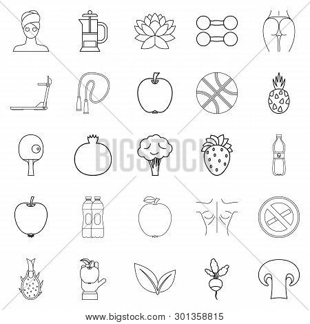 Regimen Icons Set. Outline Set Of 25 Regimen Icons For Web Isolated On White Background