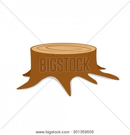 Tree stump with roots. Clipart image isolated on white background