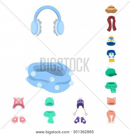 Vector Illustration Of Headwear  And Fashion  Sign. Set Of Headwear  And Cold Vector Icon For Stock.