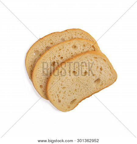 Slice Of Bread Isolated On White Background. Top View.