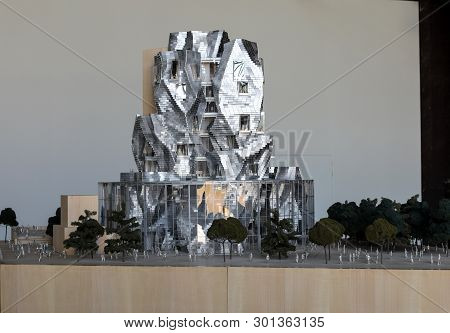 Arles, France - June 27, 2017: Model Of Final Design Of Luma Arles With The Frank Gehry Tower And Th