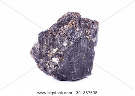 Stone Macro Mineral Ilmenite On A White Background