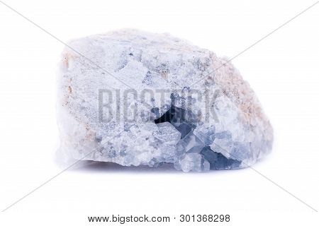 Macro Mineral Celestite Stone On A White Background