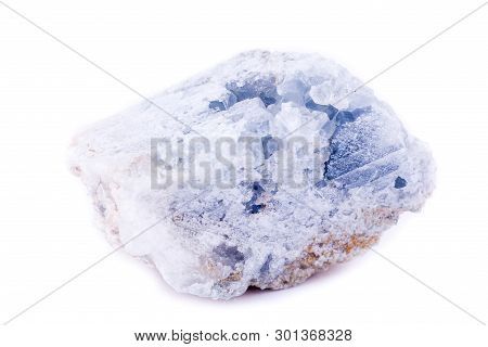 Macro Mineral Celestite Stone On A White Background