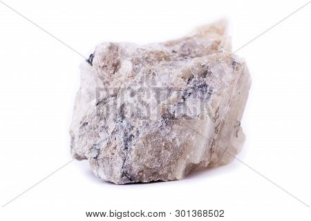 Macro Minerals Spodumene Stone On A White Background