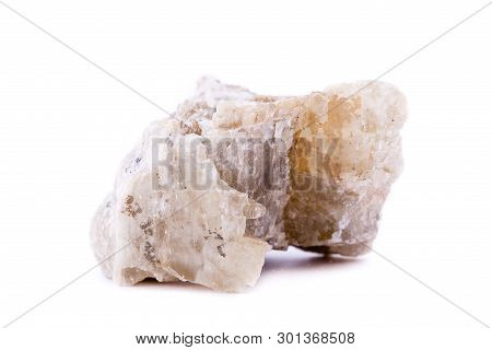 Macro Minerals Spodumene Stone On A White Background