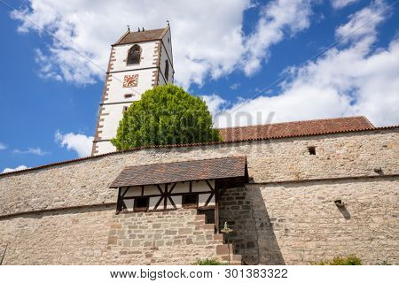 An image of the fortified church at Bergfelden south Germany