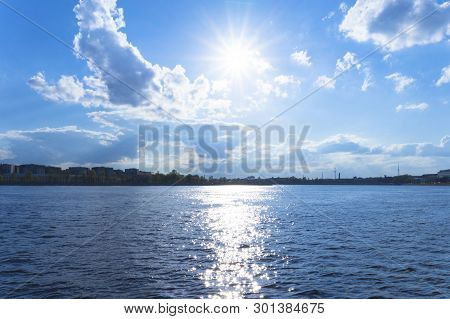 Spring Bright Sun In The City On The Neva River