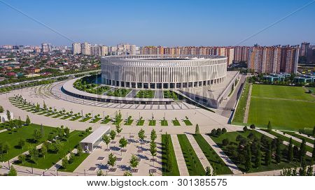 Krasnodar, Russia - May 2019: Aerial View Of Krasnodar Stadium And The Galitsky Park