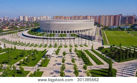 Krasnodar, Russia - May 2019: Aerial View Of Krasnodar Stadium And The Galitsky Park