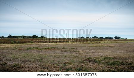 Port Joinville, France - September 16, 2018: Architecture Detail Of The Corbeaux Lighthouse On The I