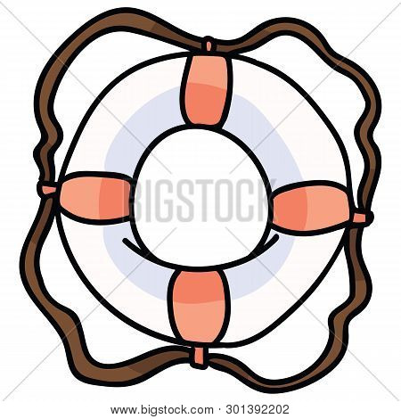 Cute Lifering Cartoon Vector Illustration Motif Set. Hand Drawn Isolated Lifebuoy Elements Clipart F