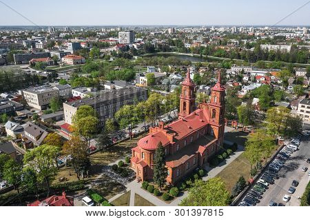 Aerial View Of Panevezys And Its Cathedral