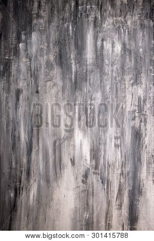 Abstract Creative Painting In Dark Gray Colors Made By Paints