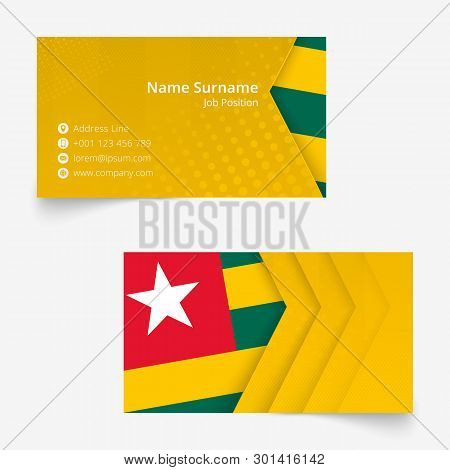 Togo Flag Business Card, Standard Size (90x50 Mm) Business Card Template With Bleed Under The Clippi