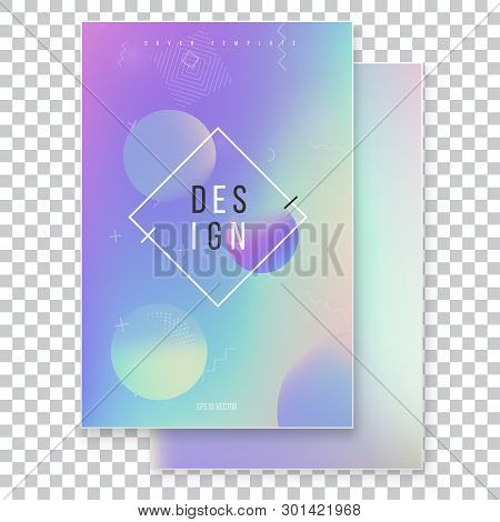 Furistic Modern Holographic Cover Set. 90s, 80s Retro Style.  Hipster Style Graphic Geometric Hologr