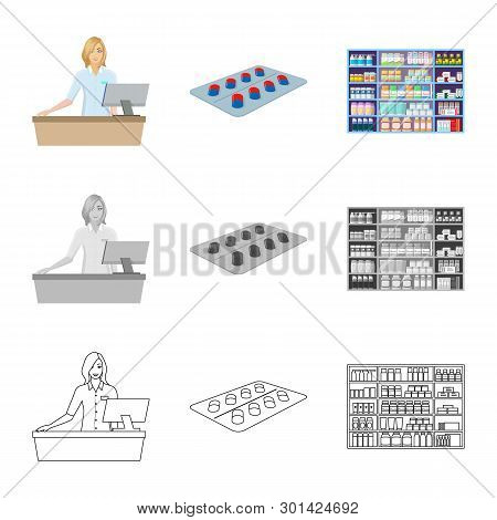 Isolated Object Of Retail And Healthcare Icon. Set Of Retail And Wellness Vector Icon For Stock.