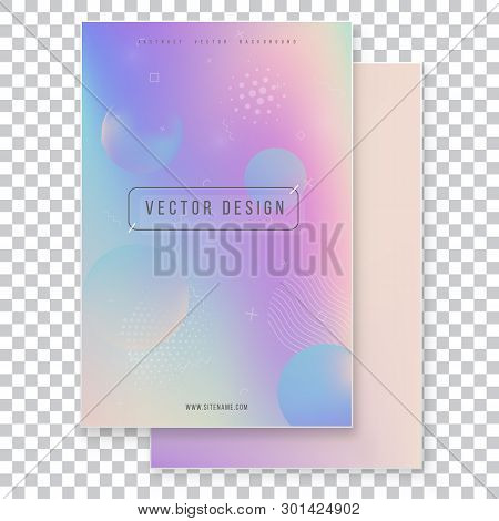 Furistic Modern Holographic Cover Set. 90s, 80s Retro Style.  Minimalistic Hipster Design Iridescent
