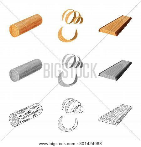 Vector Design Of Tree   And Raw  Icon. Set Of Tree   And Construction Vector Icon For Stock.