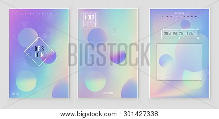 Furistic Modern Holographic Cover Set. 90s, 80s Retro Style.  Minimalistic Hipster Design Digital Co