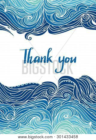 Elegant Vertical Waves Border. Wavy Striped Pattern. Hand-drwn Frame In Doodle Style. Template For C
