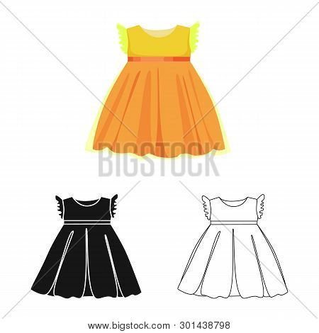 Vector Design Of Dress And Child Logo. Set Of Dress And Cute Stock Vector Illustration.