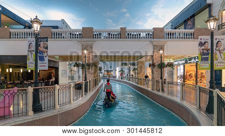 Doha, Qatar - February 2019: Interior Scene From Villaggio Shopping Mall In Doha With Many Stores An