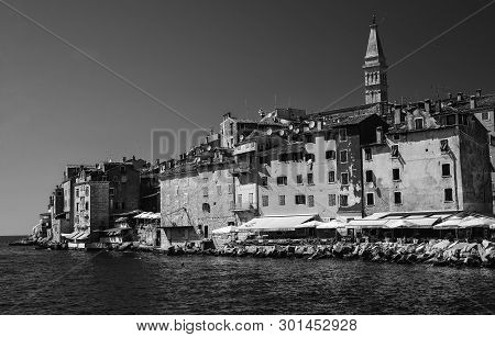 Rovinj, Croatia - May 22, 2018: Coastal Town Of Rovinj, Istria, Croatia. Rovinj - Beautiful Antique 