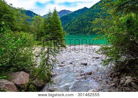 The Antholzer See (italian: Lago Di Anterselva) A Little Lake In South Tyrol, Italy