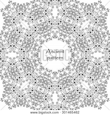Geometrical Abstract Vector Art Deco Pattern From Gold Hand Drawn Elements. Textile Fantasy Print. W