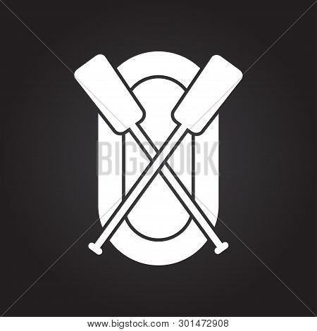 Rafting Infatable Boat With Oars Illustration. Sport And Traveling Vector Icon