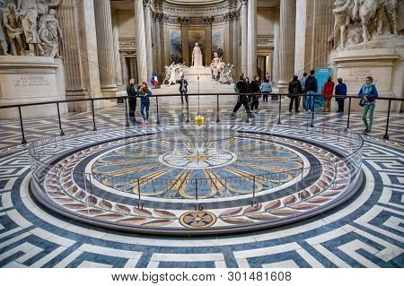 Paris, France - 24.04.2019: Interior Of Pantheon, In The Latin Quarter In Paris In France