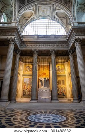 Paris, France - 24.04.2019: Interior Of Pantheon, In The Latin Quarter In Paris In France