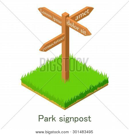 Park Singpost Icon. Isometric Illustration Of Park Singpost Icon For Web.