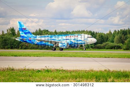 Airline Russia Zenith. . Airplane Before Takeoff. Russia St. Petersburg Pulkovo Official Spotting Au